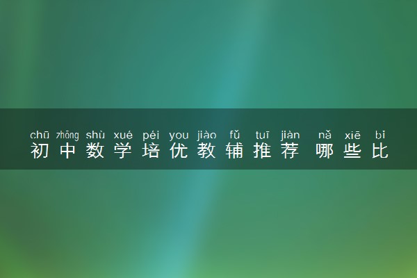 初中数学培优教辅推荐 哪些比较好用
