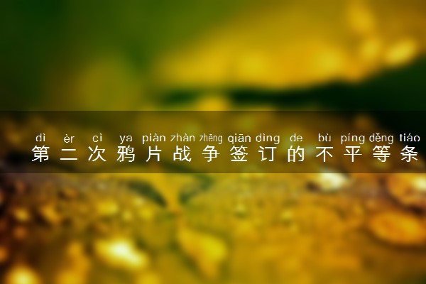 第二次鸦片战争签订的不平等条约 有什么影响
