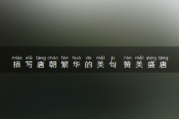描写唐朝繁华的美句 赞美盛唐长安繁华的诗句盘点