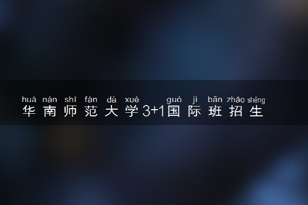 华南师范大学3+1国际班招生简章