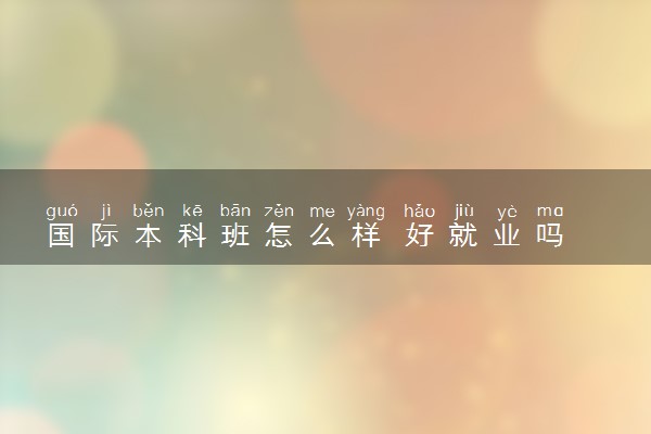 国际本科班怎么样 好就业吗