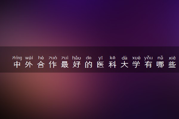中外合作最好的医科大学有哪些 哪个学校有临床专业