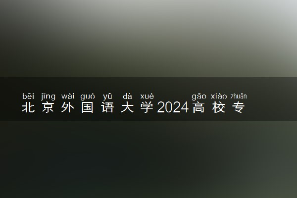 北京外国语大学2024高校专项计划招生简章 招生专业及计划