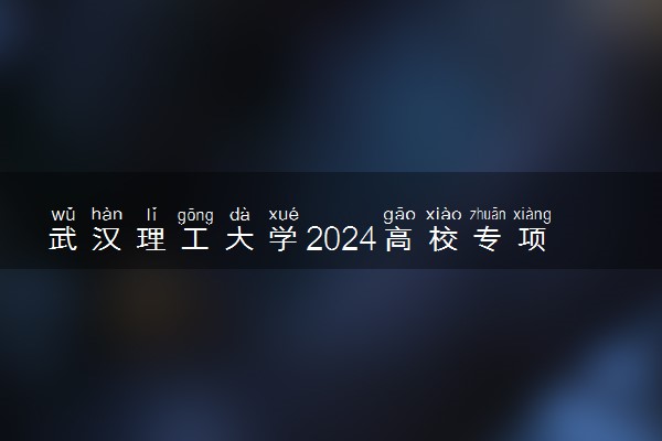 武汉理工大学2024高校专项励志计划报名时间 几号截止