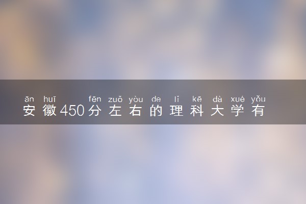 安徽450分左右的理科大学有哪些 可以推荐什么