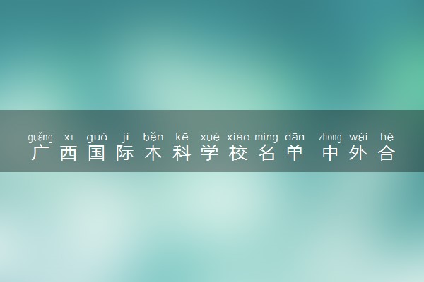 广西国际本科学校名单 中外合作大学有哪些