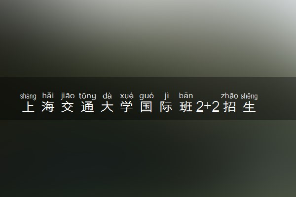 上海交通大学国际班2+2招生条件