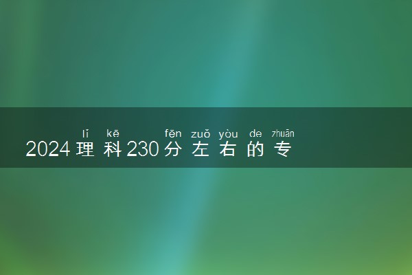 2024理科230分左右的专科大学 哪些院校推荐读