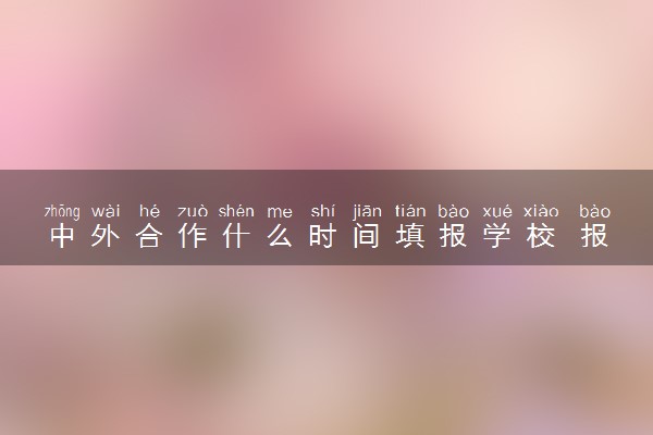 中外合作什么时间填报学校 报名时间安排