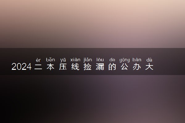 2024二本压线捡漏的公办大学有哪些 如何捡漏二本大学