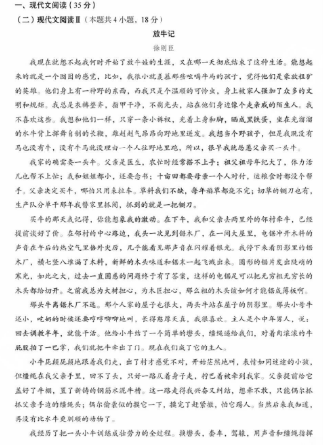 2024福建新高考语文试题及答案解析（网传版）