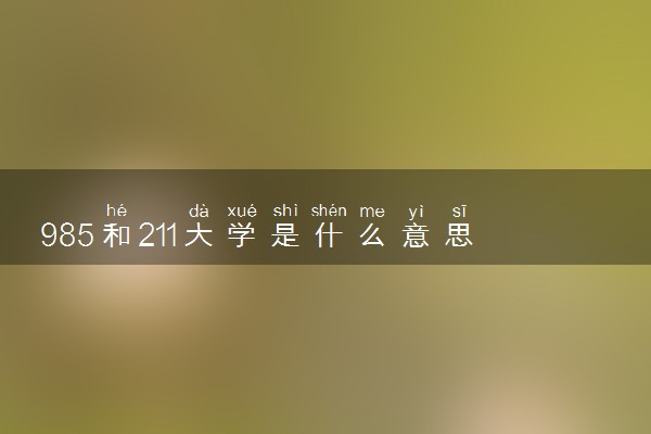 985和211大学是什么意思 二者什么区别