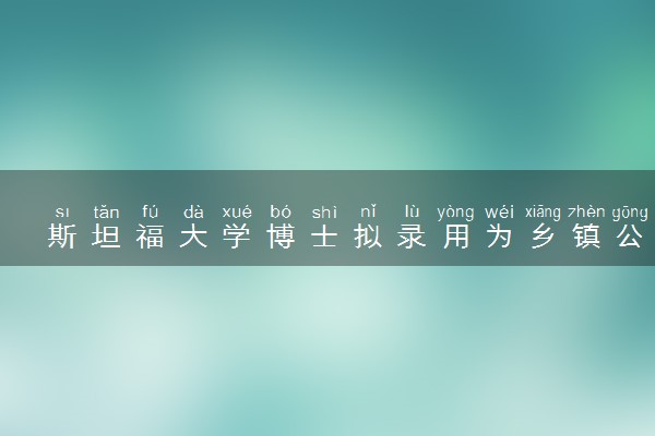 斯坦福大学博士拟录用为乡镇公务员 世界大学终点也是考公