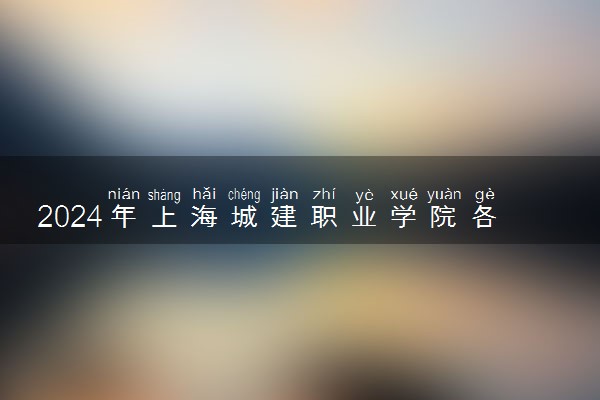 2024年上海城建职业学院各省招生计划及招生人数 都招什么专业