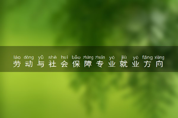 劳动与社会保障专业就业方向 2024能做什么工作