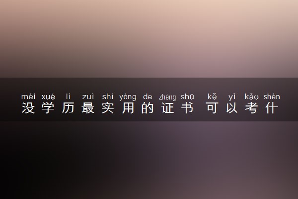 没学历最实用的证书 可以考什么证书