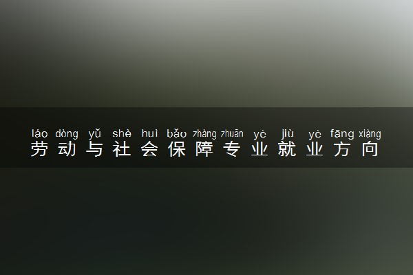 劳动与社会保障专业就业方向 可以从事哪些工作