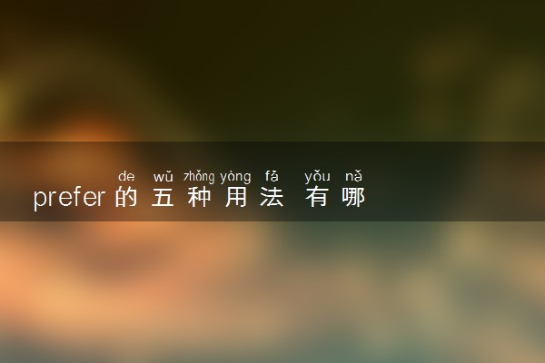 prefer的五种用法 有哪些例句