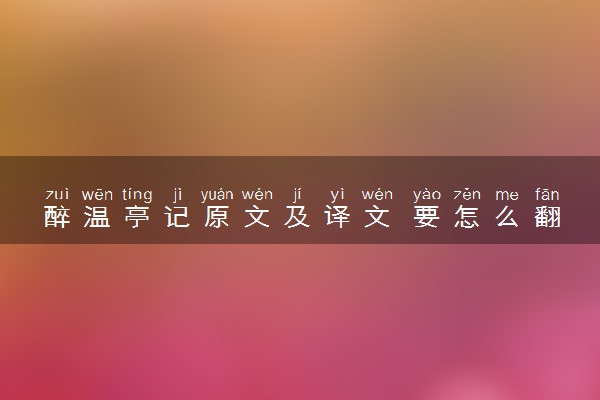 醉温亭记原文及译文 要怎么翻译