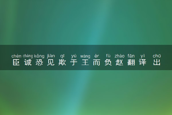 臣诚恐见欺于王而负赵翻译 出自哪里