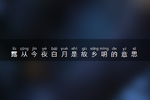 露从今夜白月是故乡明的意思 全文赏析