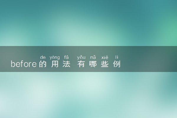 before的用法 有哪些例句