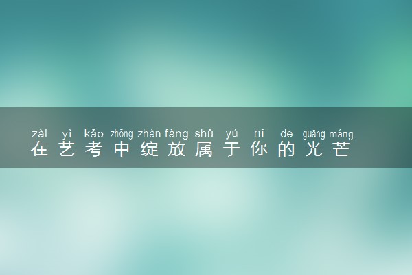 在艺考中绽放属于你的光芒