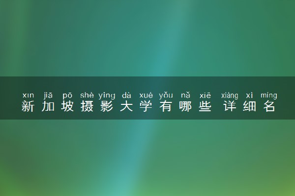 新加坡摄影大学有哪些 详细名单一览