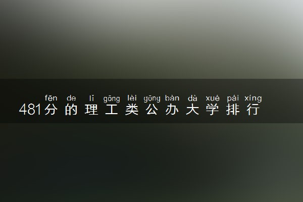 481分的理工类公办大学排行榜（2025考生参考)