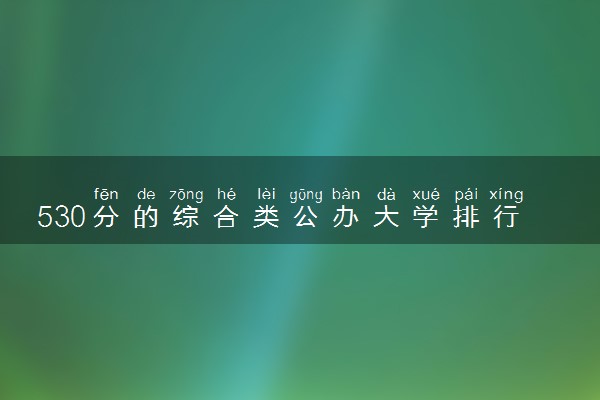 530分的综合类公办大学排行榜（2025考生参考)