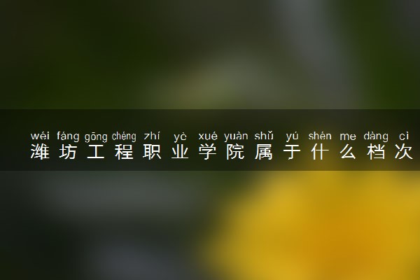 潍坊工程职业学院属于什么档次 学校好不好