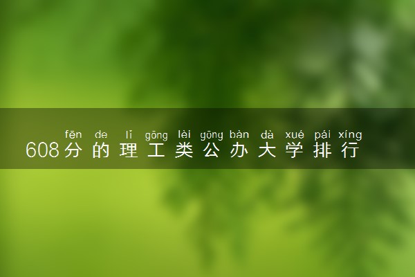 608分的理工类公办大学排行榜（2025考生参考)