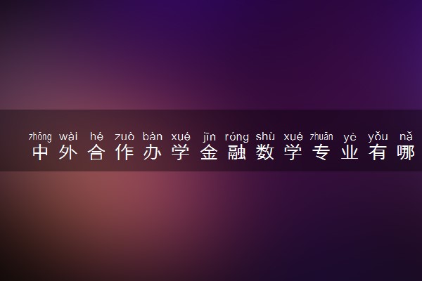 中外合作办学金融数学专业有哪些大学 就业前景怎么样