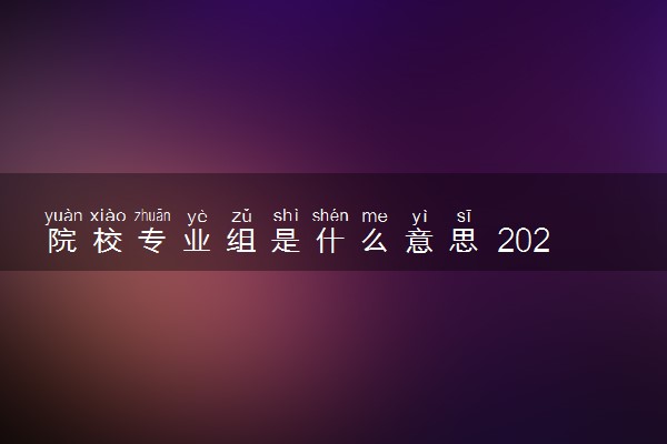 院校专业组是什么意思 2025应该如何填报