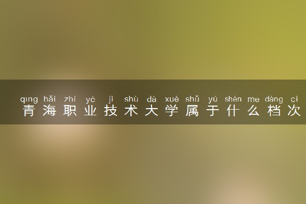 青海职业技术大学属于什么档次 学校好不好