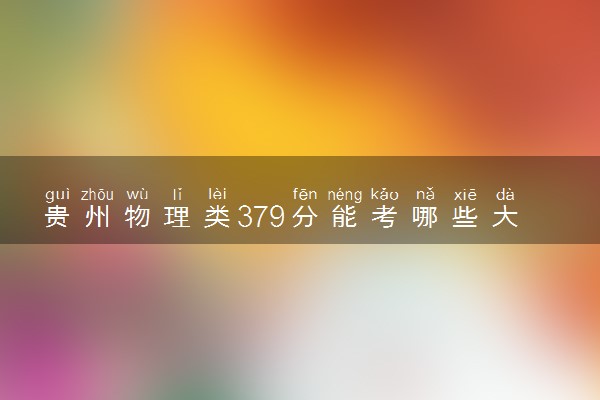 贵州物理类379分能考哪些大学 2025考生稳上的大学名单
