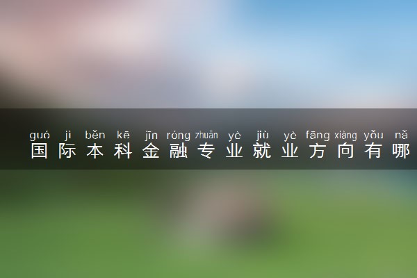 国际本科金融专业就业方向有哪些 好找工作吗