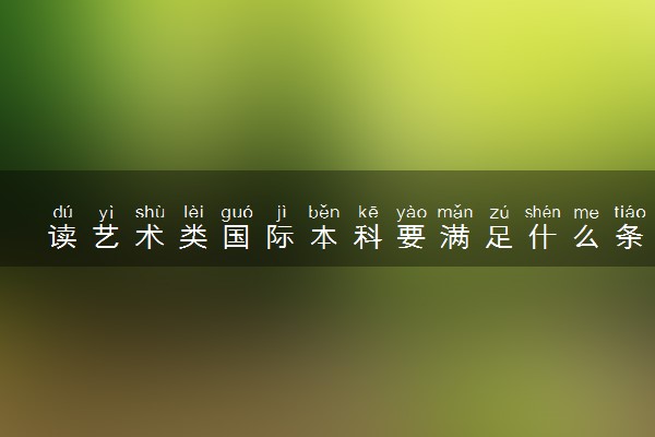 读艺术类国际本科要满足什么条件 值得读吗