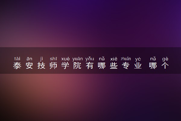 泰安技师学院有哪些专业 哪个专业好
